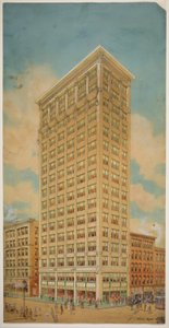 Rascacielos Prairie School, Chicago, Illinois, perspectiva de Peter Joseph Weber