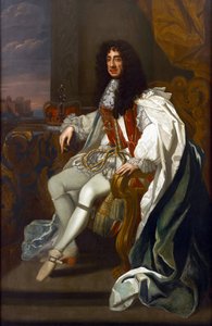 Barroco: Retrato de Carlos II de Inglaterra (1630-1685), con las vestiduras de la Orden de la Jarretera