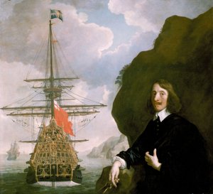 Peter Pett y el "Soberano de los mares" (1637), c.1645-50 (óleo sobre lienzo) de Peter Lely
