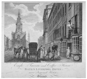Fuera de la Taberna Eagle y Coffee House, Bath & Liverpool Hotel, Londres