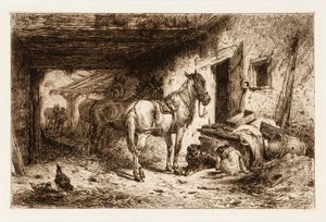 Sin título (caballos y establo) de Peter Moran