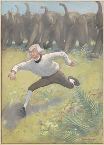 Hombre corriendo de elefantes de Peter Newell