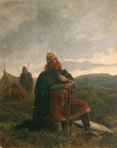 El Santo Olav en oración antes de la Batalla de Stiklestad (óleo sobre lienzo) de Peter Nicolai Arbo