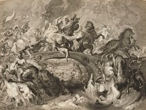 Batalla de las Amazonas (grabado) de Peter Paul (after) Rubens