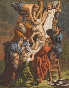Descendimiento de Jesucristo de la Cruz (litografía en color)