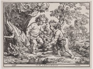 Cristo Infante y San Juan jugando con un cordero, grabado por Christoffel Jegher (1596-1653), después de 1632 de Peter Paul (after) Rubens