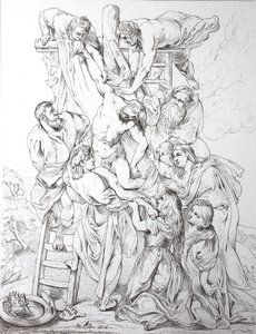 Jesucristo, Descendimiento de la Cruz (grabado) de Peter Paul (after) Rubens