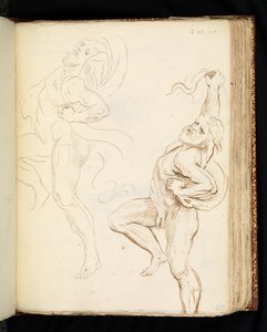 Dos estudios de Laocoonte, uno con las serpientes transformadas en drapería