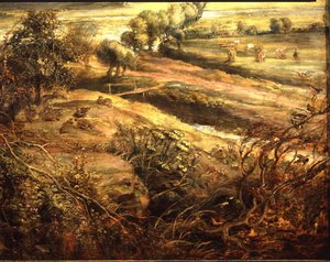 Un paisaje otoñal con vista de Het Steen en la madrugada, c.1636 (detalle)