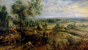 Un paisaje otoñal con vista de Het Steen en la madrugada, c.1636 de Peter Paul Rubens