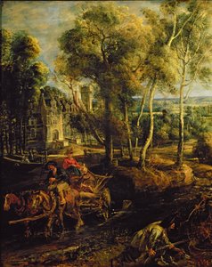 Paisaje de Otoño con vista de Het Steen en la Mañana Temprana, c.1636 (detalle)