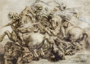 Batalla de Anghiari, según Leonardo da Vinci (pluma y tinta con aguada sobre papel) de Peter Paul Rubens