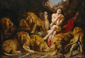 Daniel en el foso de los leones, c.1615 de Peter Paul Rubens