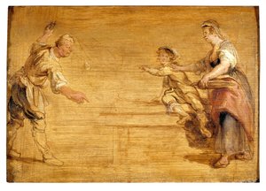 Criada, carnicero y muchacho alrededor de una mesa (óleo sobre lienzo) de Peter Paul Rubens