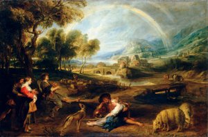 Paisaje con un arco iris, principios de la década de 1630 de Peter Paul Rubens