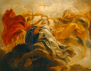 La Coronación de la Virgen María por Dios Padre y Jesucristo (pintura sobre madera) de Peter Paul Rubens