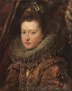 Retrato de busto de la princesa Margarita Gonzaga - fragmento (óleo sobre lienzo) de Peter Paul Rubens