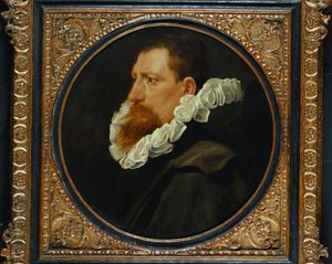 Retrato de un caballero, pequeño busto, con una gorguera blanca y capa gris de Peter Paul Rubens