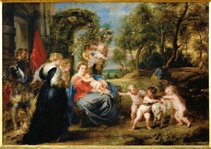Descanso en la huida a Egipto, c.1632-35 (pintura sobre madera) de Peter Paul Rubens