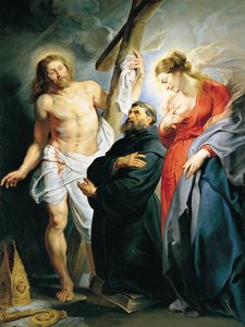 San Agustín entre Cristo y la Virgen