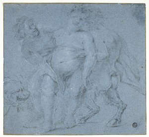 Silenus apoyado por dos sátiros