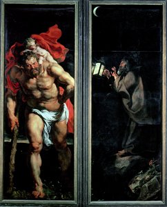 San Cristóbal y el ermitaño, postigos exteriores del tríptico del Descendimiento de la Cruz, 1611-14