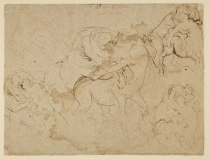 Estudio de figuras masculinas y centauros femeninos (Centaurides) (verso) de Peter Paul Rubens