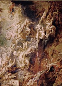 La caída de los condenados (pintura sobre madera de roble)