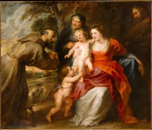 La Sagrada Familia con San Francisco y Santa Ana y el niño San Juan Bautista, c.1635 de Peter Paul Rubens