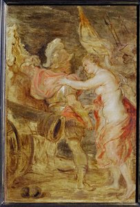 Venus acompaña a Marte a la guerra (pintura sobre madera) de Peter Paul Rubens