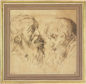 Dos cabezas barbudas de perfil hacia la derecha e izquierda de Peter Paul Rubens
