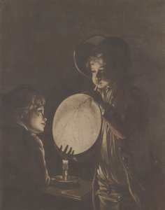 Dos niños soplando una vejiga a la luz de una vela, 1773 de Peter Perez Burdett