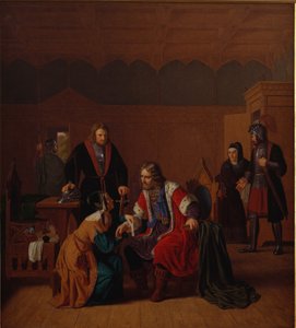 Valdemar el Grande es atendido en la casa de la madre de Absalon, donde se refugió tras el ataque en Roskilde de Peter Raadsig