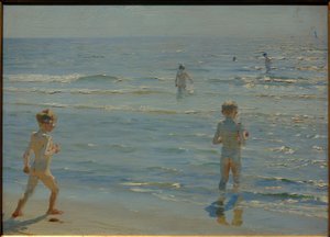 Niños bañándose. Sol. Skagen