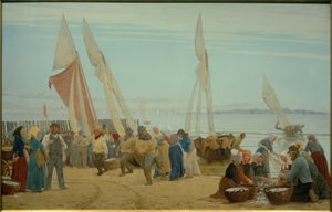 Mañana en Hornbaek. Los pescadores llegan a tierra de Peder Severin Krøyer