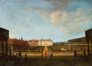 Vista del Jardín y el Parterre Principal de Winchendon House de Peter Tillemans