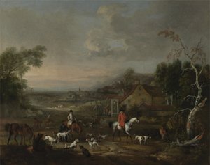 El reverendo Jemmet Browne en una reunión de perros de caza, c.1730 de Peter Tillemans