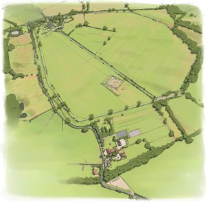 Vista Aérea de las Murallas de la Ciudad Romana de Silchester desde el Noroeste, c2010 de Peter Urmston