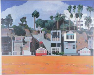 Casas bajo el acantilado, Santa Mónica, EE.UU., 2002 (óleo sobre lino)