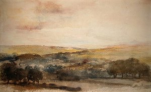 Vista distante del castillo de Lowther, Westmorland de Peter de Wint
