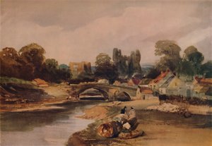 Un pueblo en un río, c1824 de Peter de Wint