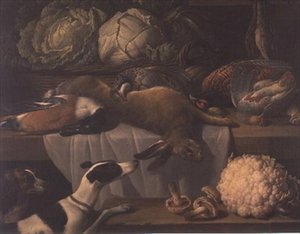 Caza Muerta y Verduras en una Despensa de Peter van Boeckel