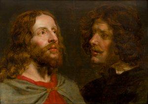 Cristo y San Juan Evangelista, c.1629-90 (óleo sobre tabla)