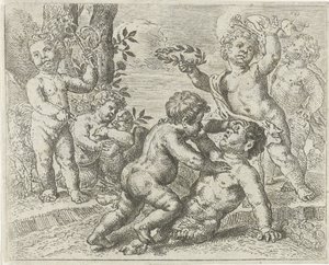 putti de lucha Batalla entre la virtud y el vicio de Peter van Lint