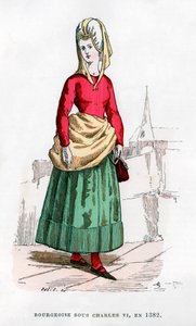 Burguesa con traje de la época de Carlos VI de Francia, 1382 1882-1884 de Petit
