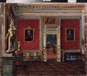 Dans le palais Kouskovo (Moscou) (En el Palacio Kuskovo) - Peinture de Pyotr Ivanovich Petrovichev (Piotr Petrovitchev) (1874-1947), huile sur toile - Art russe fin 19e-20e siecle - State Art Museum, Perm (Russie)