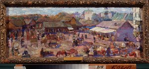 La marcha a Pskov (Rusia). Oeuvre de Pyotr Ivanovich Petrovichev (Piotr Petrovitchev) (1874-1947), huile sur carton de Petr Ivanovic Petrovichev