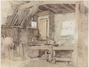 Rincón del taller de carpintería de la casa Klingelbeek en Oosterbeek de Petrus Franciscus Greive