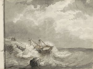 Naufragio en una costa rocosa de Petrus Johannes Schotel (circle of)