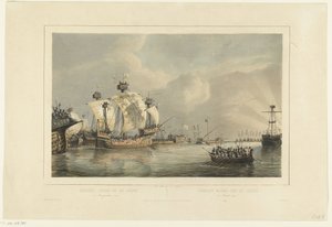 Batalla naval en el Gouwe, 1304
Combat naval sur la Gouwe 11 Augustus 1304 / Combat naval sur la Goude 11 Aout 1304 (título en el objeto) de Petrus Johannes Schotel